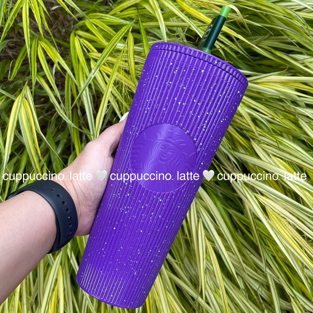 💜NWT✨Starbucks 2024 Purple Pleated Speckled Glow in the Dark Halloween Tumbler